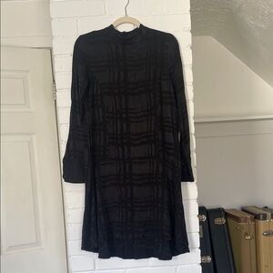 H&M Black Checkered Long Sleeve Dress
